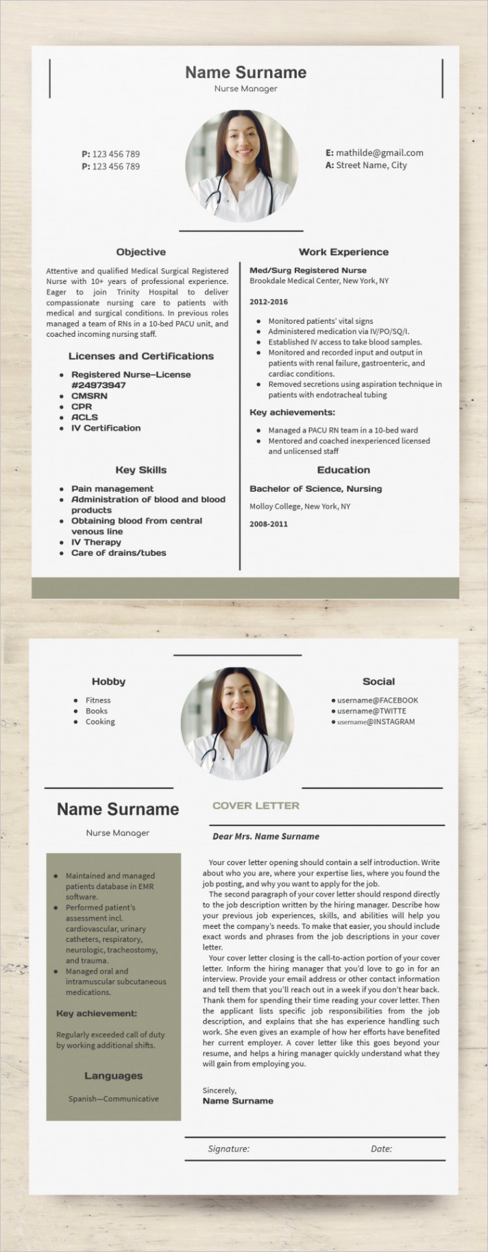 nurse resume free template in google docs 0016p