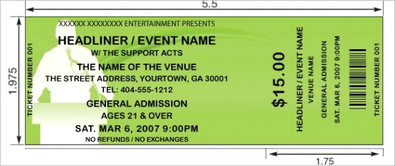 event ticket template freeml