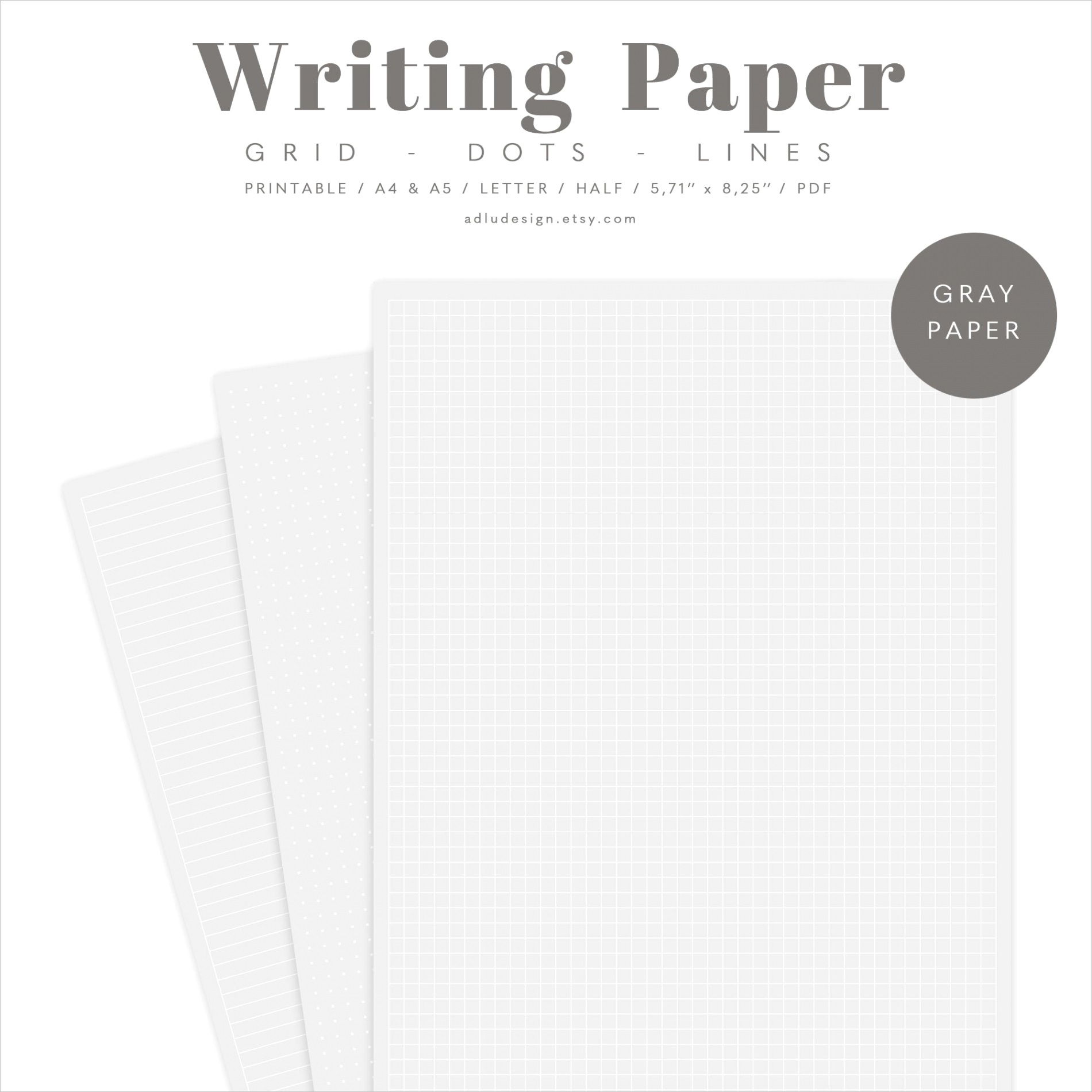 writing paper set printable gray paper