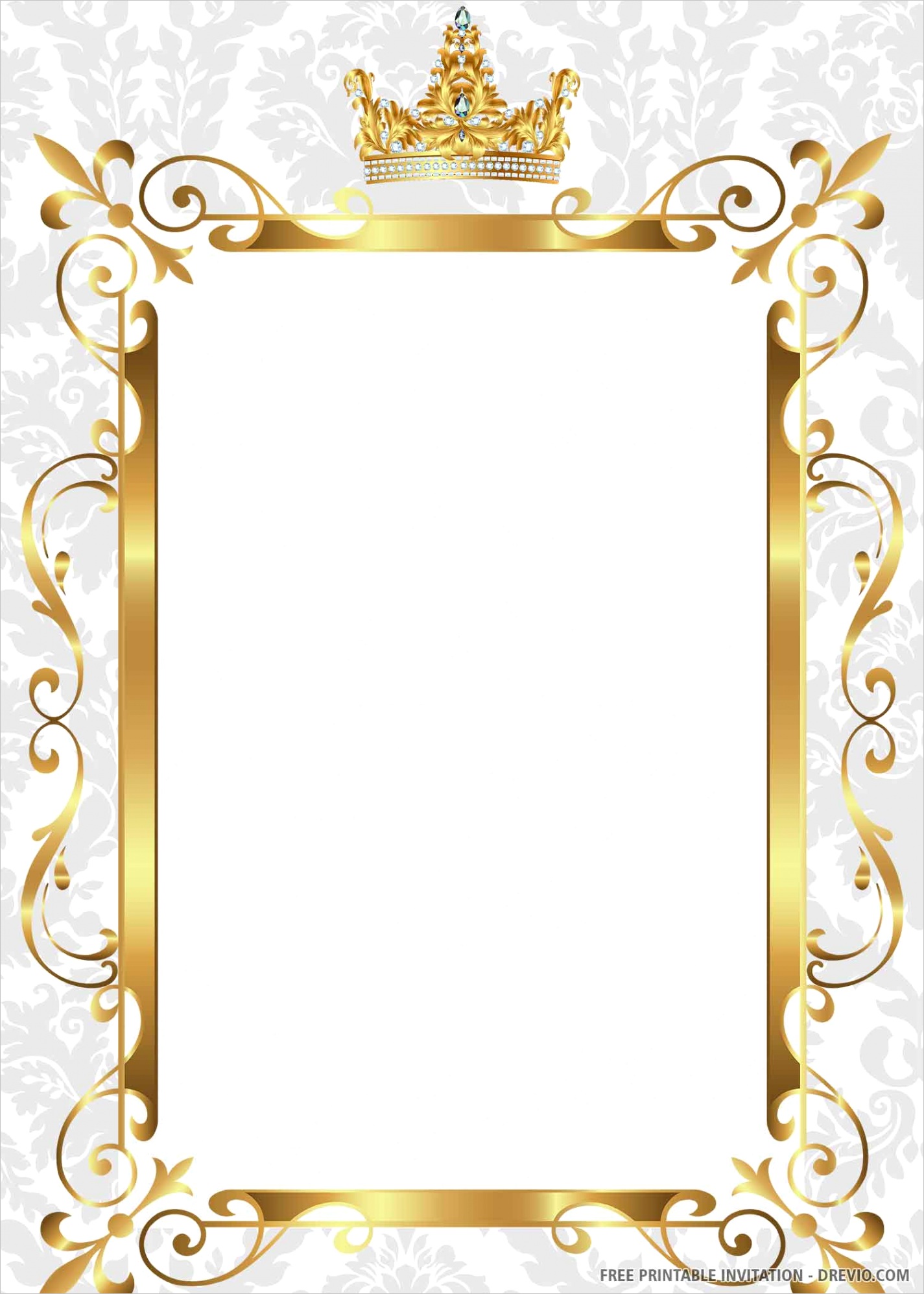 free printable gold royal wedding invitation templates