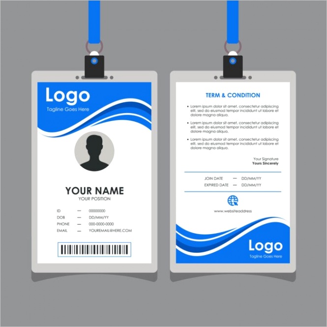 sticker abstract flat blue wavy id card design professional identity no D60AD32