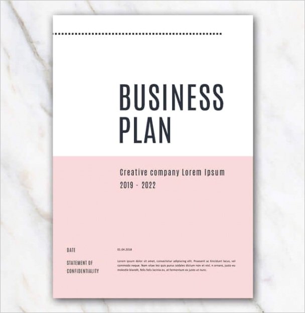 business plan cover page template docml