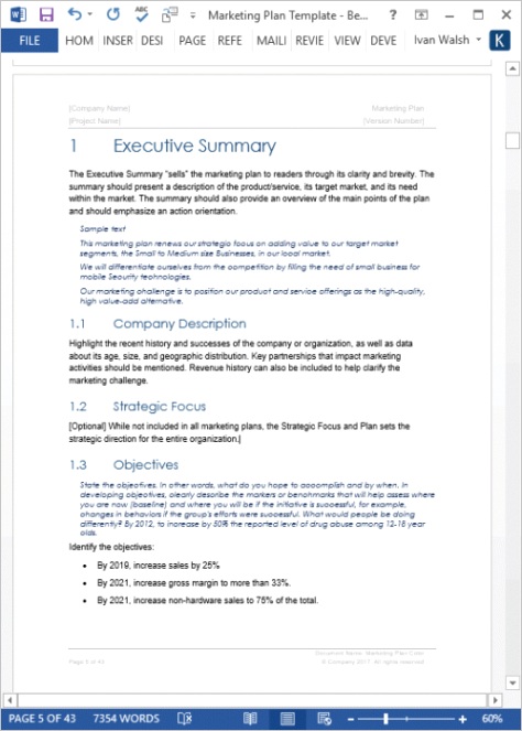 ms office business plan template