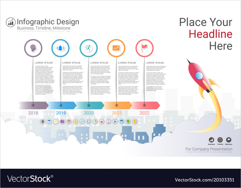 business milestone timeline infographic template vector
