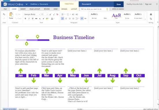 business project timeline template for word online