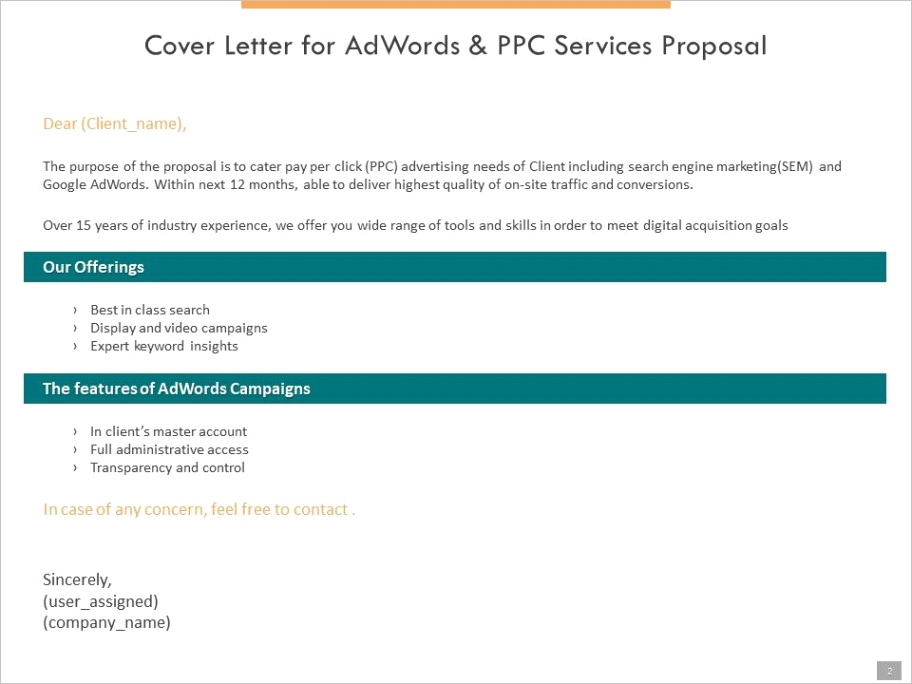 adwords and ppc proposal template powerpoint presentation slidesml