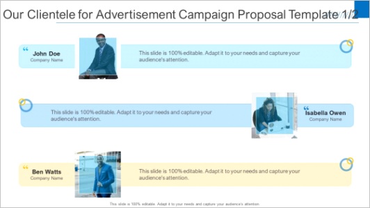 our clientele for advertisement campaign proposal template munication formats pdf