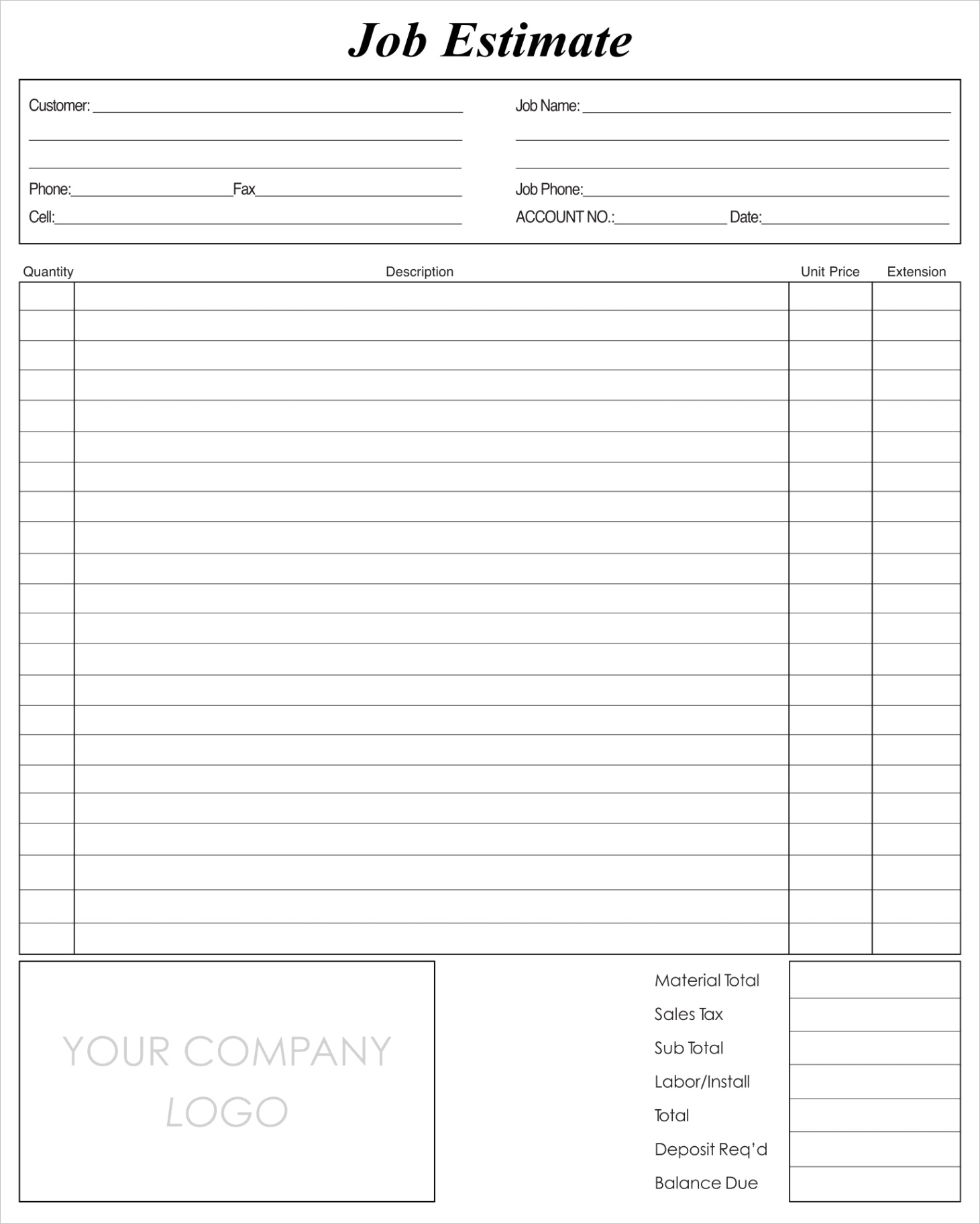 post roofing estimate templates printable