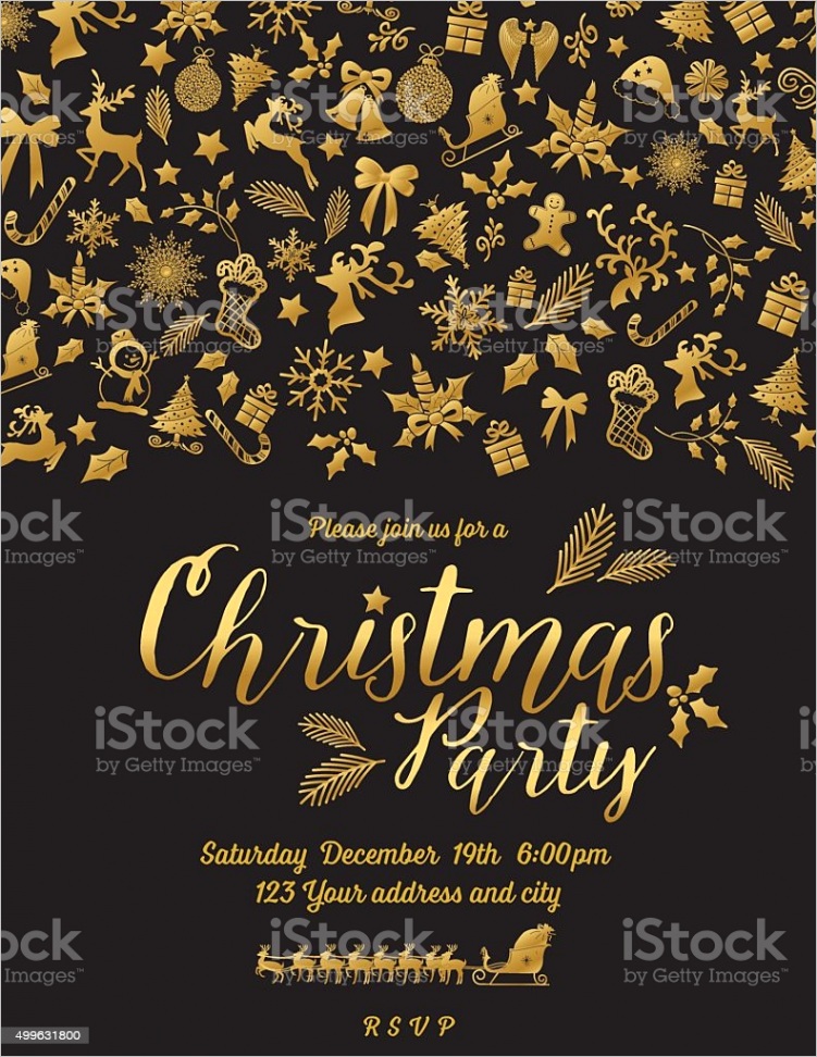 retro inspired gold black christmas party invitation template gm