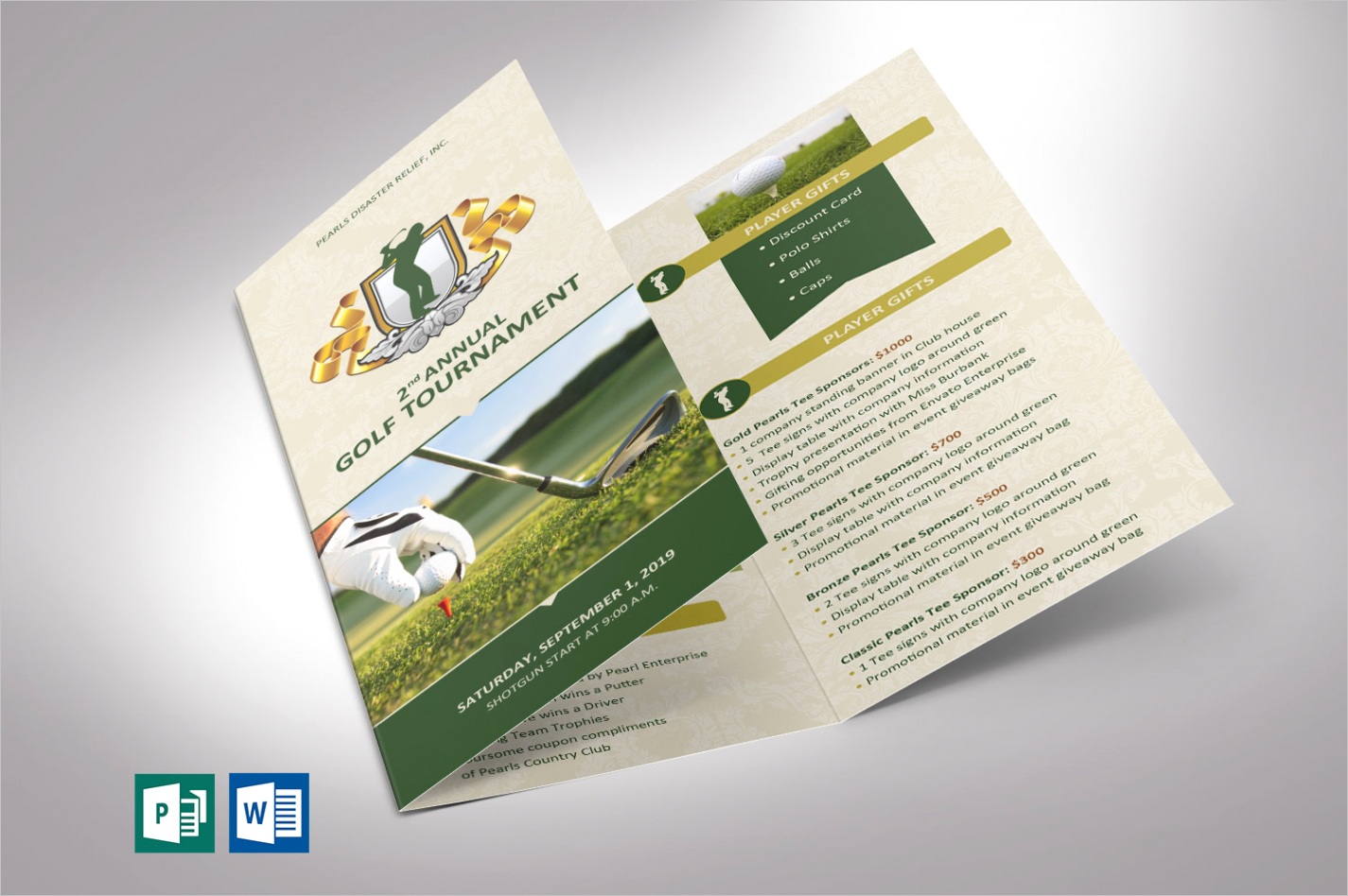 charity golf tournament brochure template word and publisher