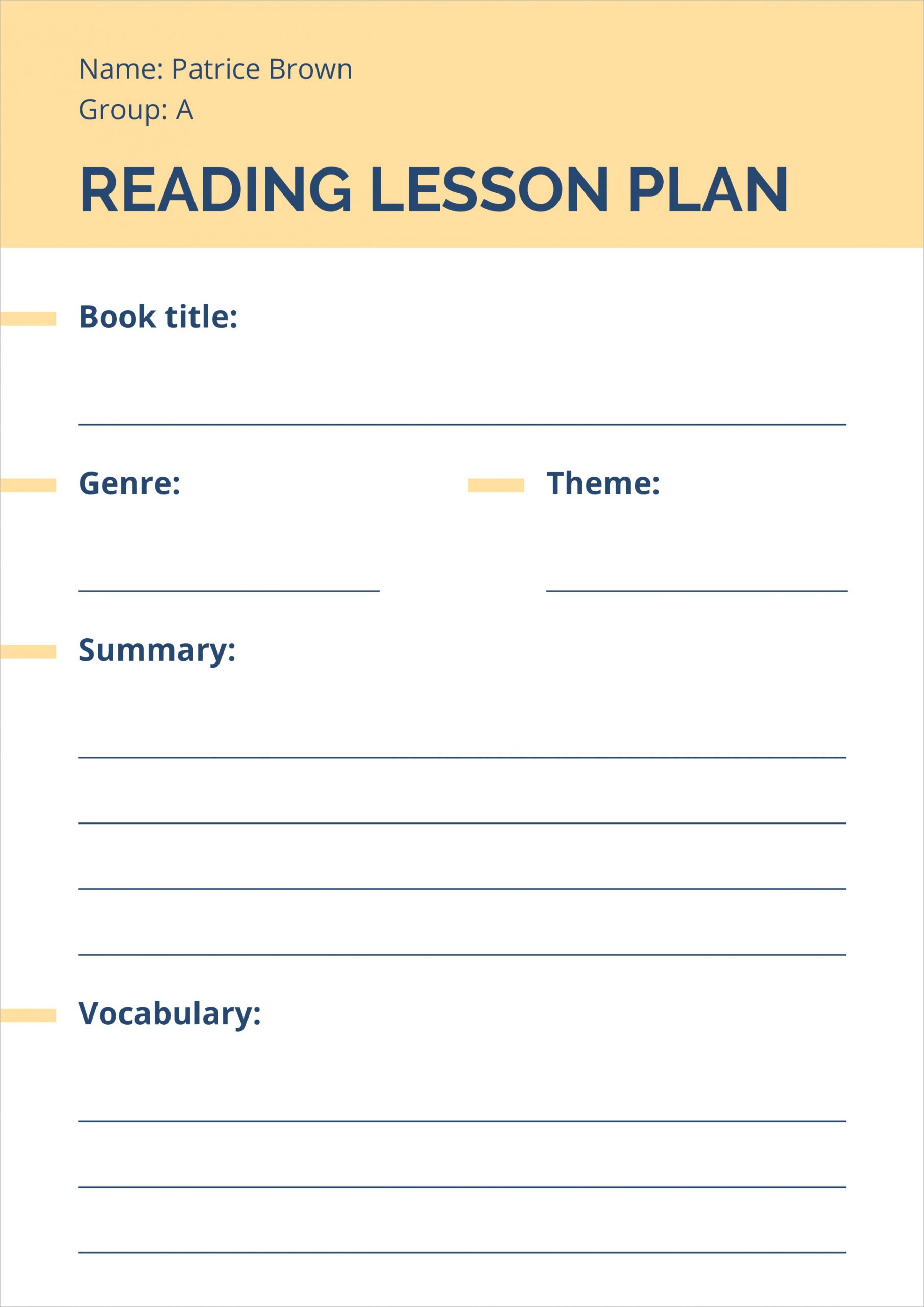simple reading general lesson plan r