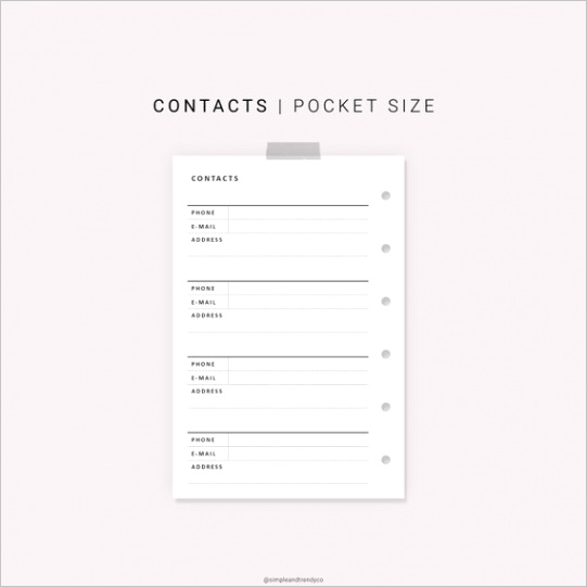 printable contacts list pocket size