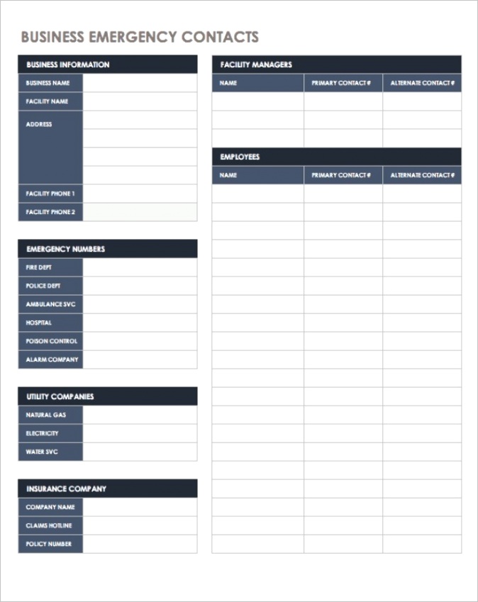 phone contact list template