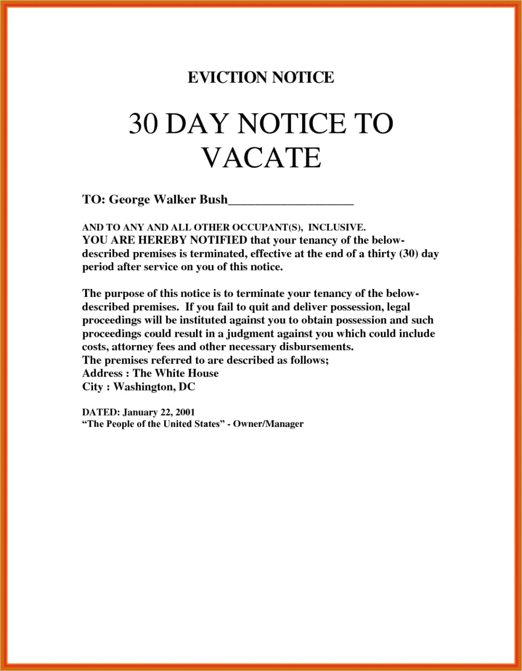 eviction notice formml
