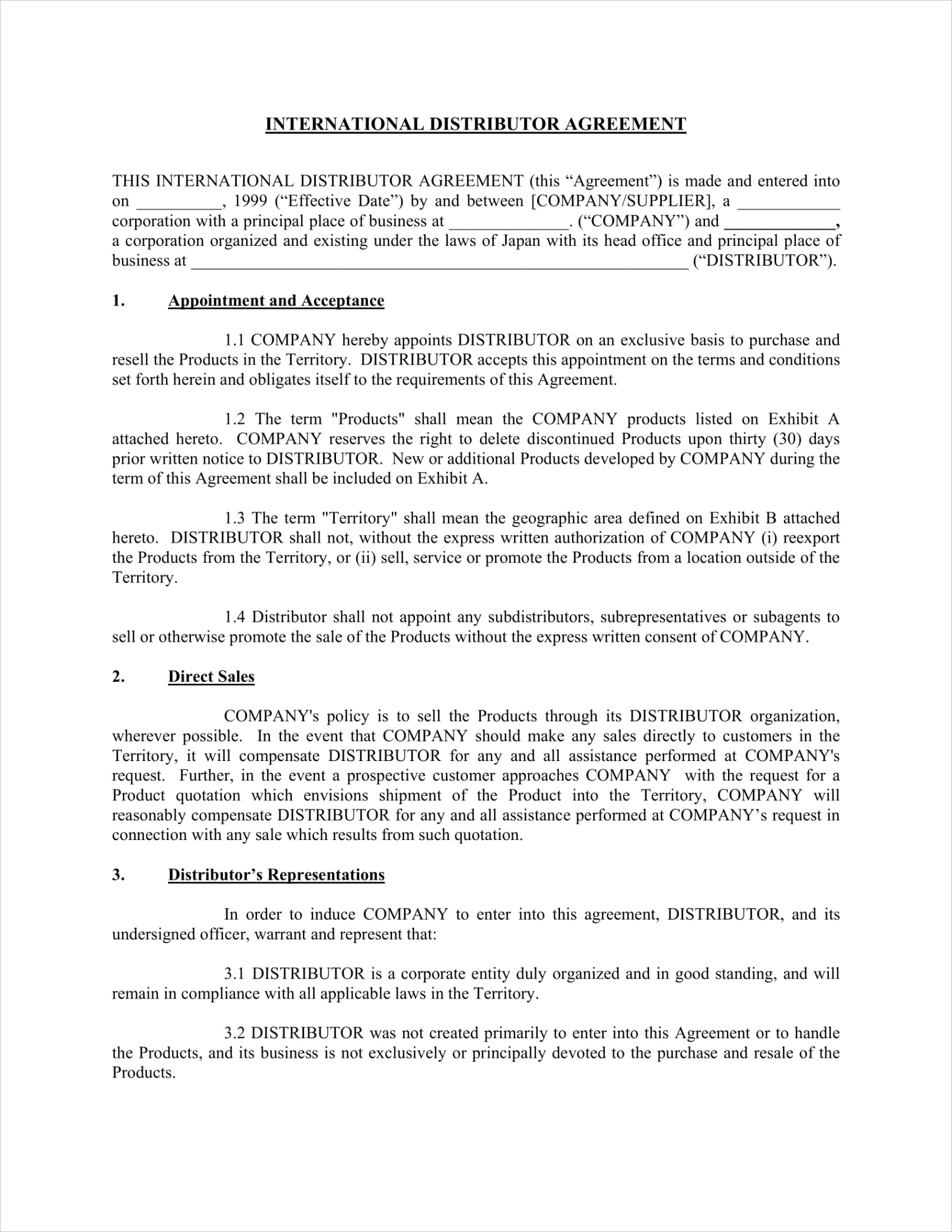 distributorship agreement contract formsml