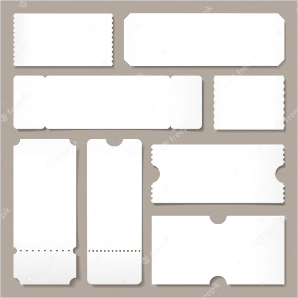 blank ticket template festival concert tickets white paper coupon card layout cinema admit one sheet isolated mockup m