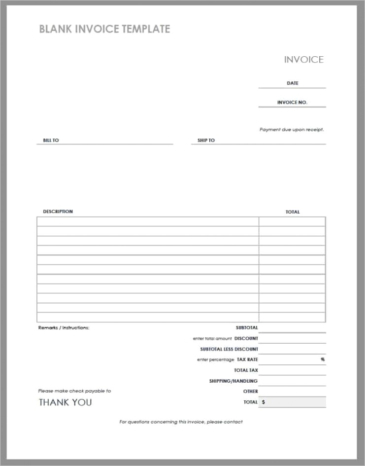 free invoice templates blank