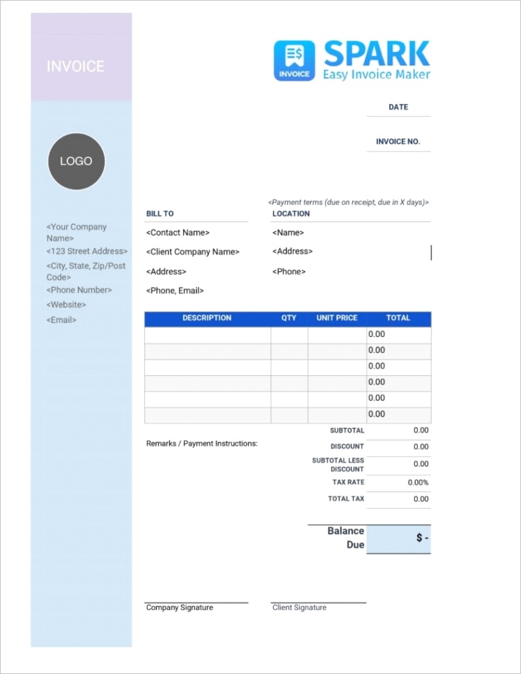 free printable invoice templates
