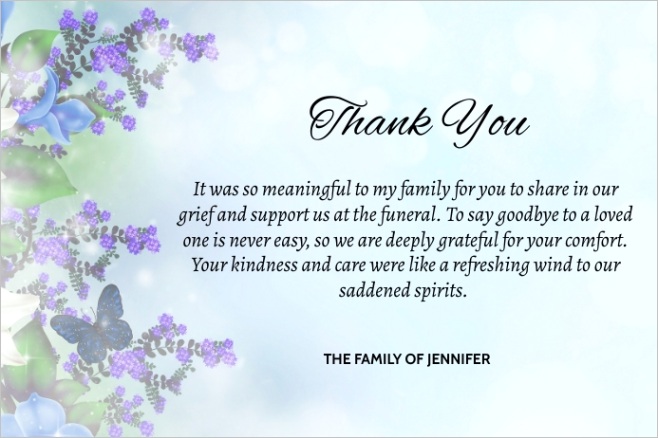 funeral thank you card design template