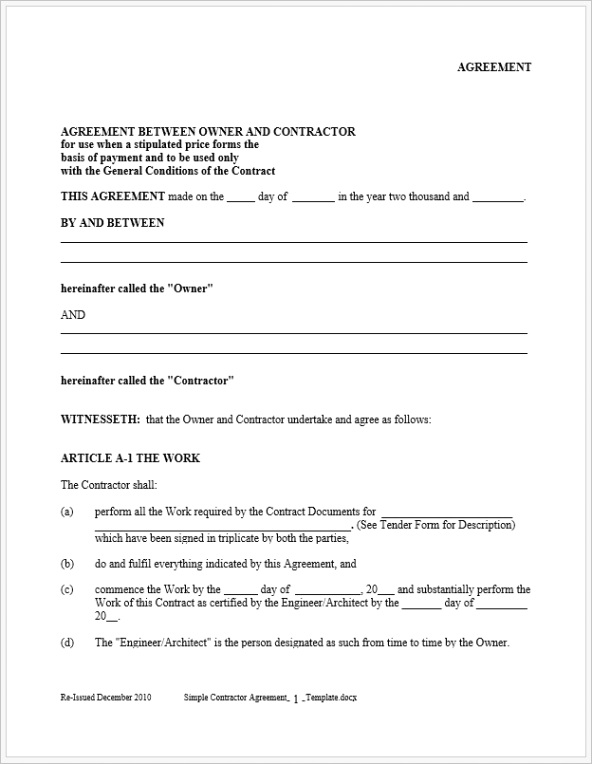 simple contract template