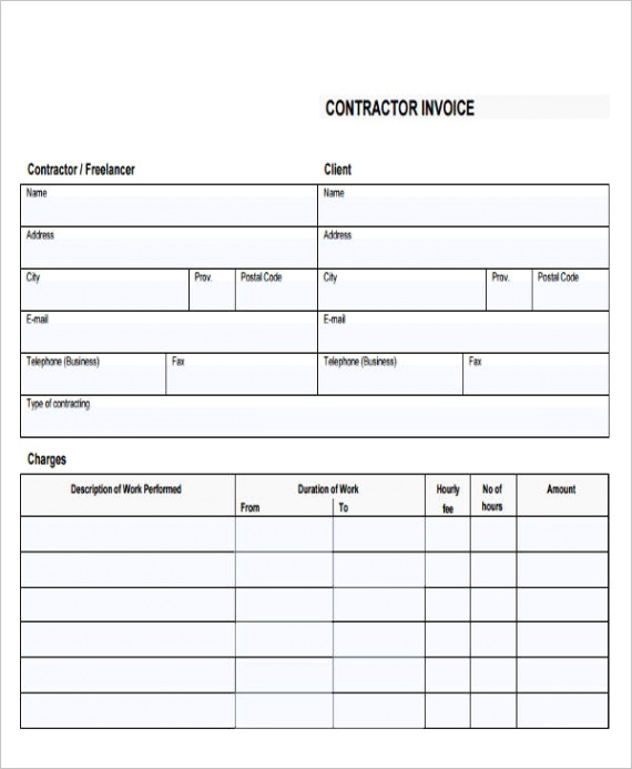 free contractor invoiceml