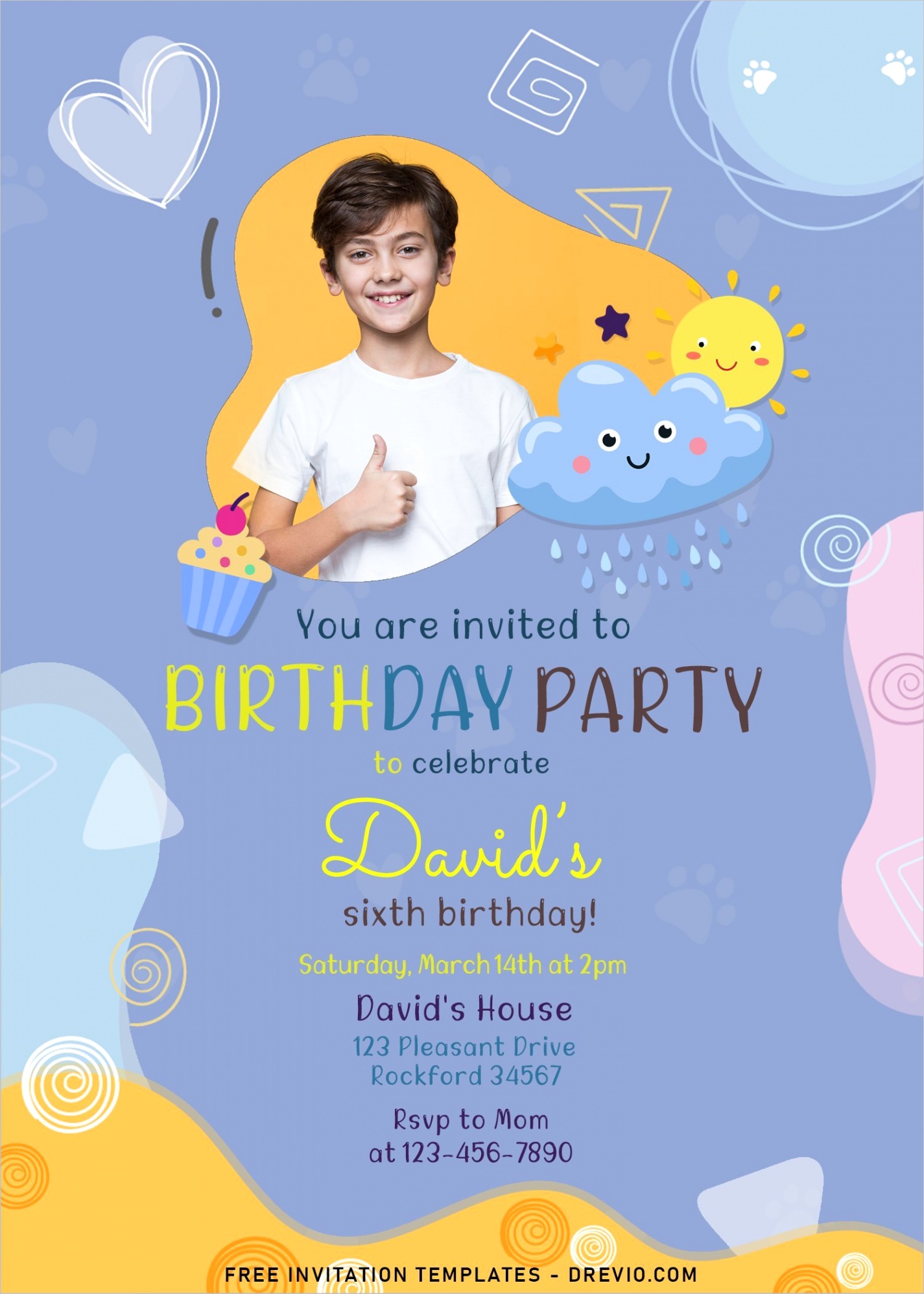 8 colorful hand drawn birthday invitation templates for your kids birthday