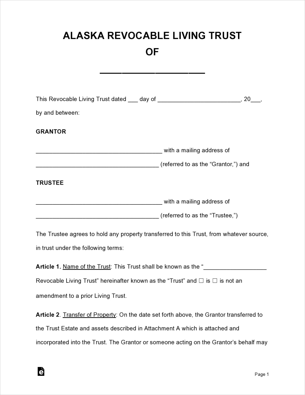 living trust forms