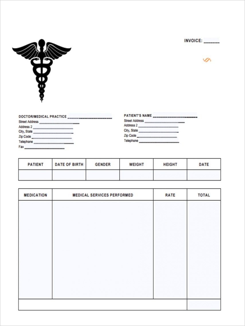 medical invoice form sampleml