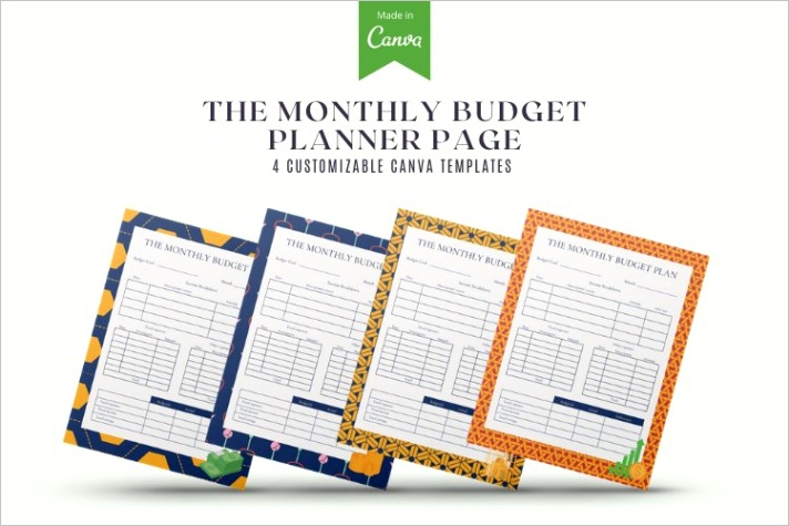 the monthly bud planner page customizable canva