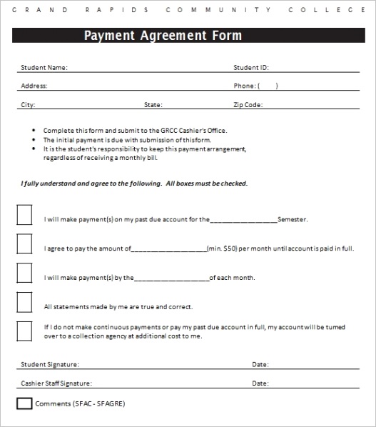 payment agreement templatesml