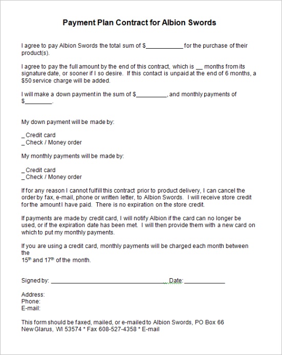 payment plan contractml