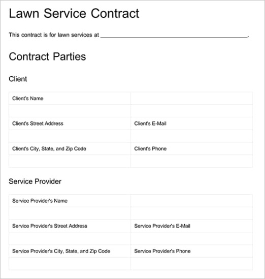 lawn care contract templates