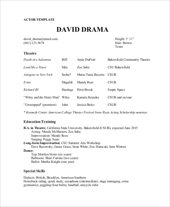 theater resume