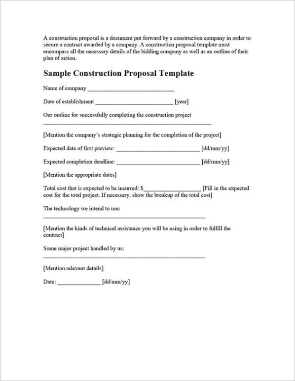 free construction proposal templates cms