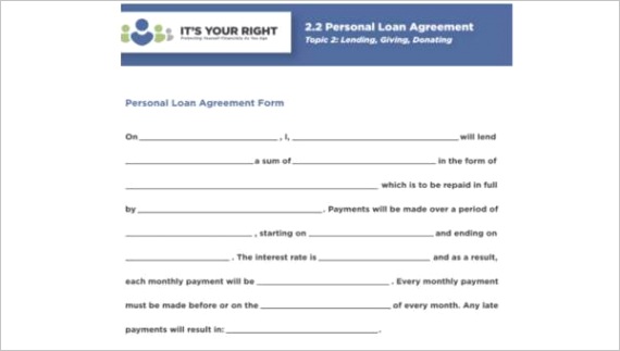 personal agreement formml