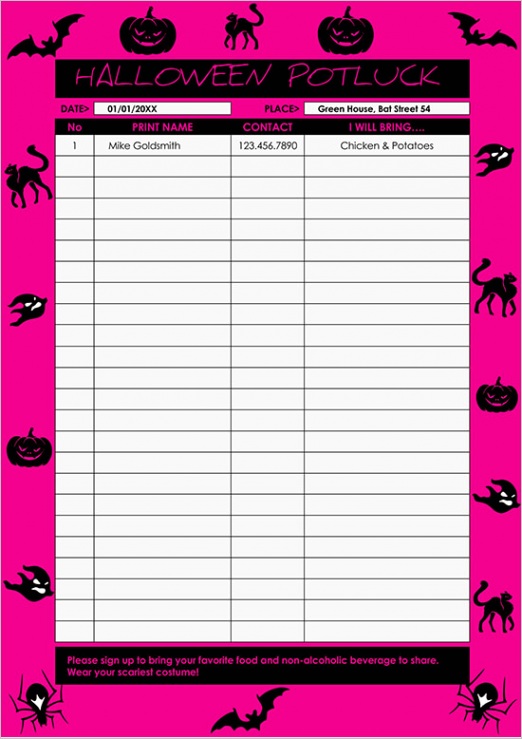 sign up sign in sheet templates
