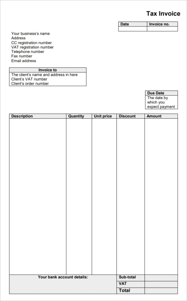 tax invoice template