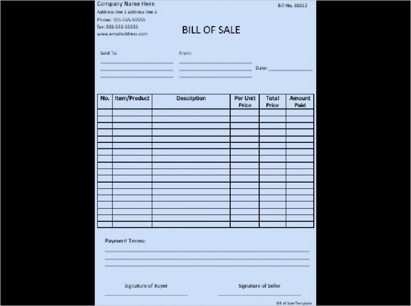 word bill of sale templates cms
