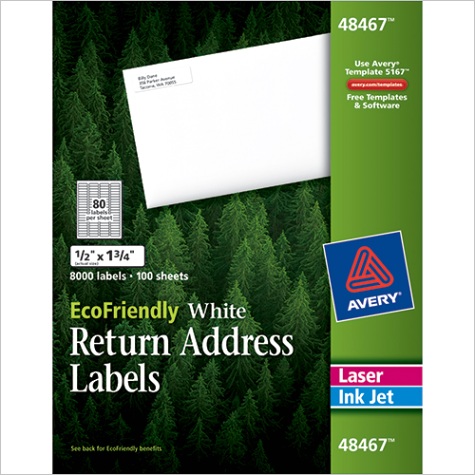 ProductDetailx ItemDesc=Avery EcoFriendly Return Address Labels Permanent Adhesive 1 2 x 1 3 4 8 000 BX&ItemID=AVE &uom=BX