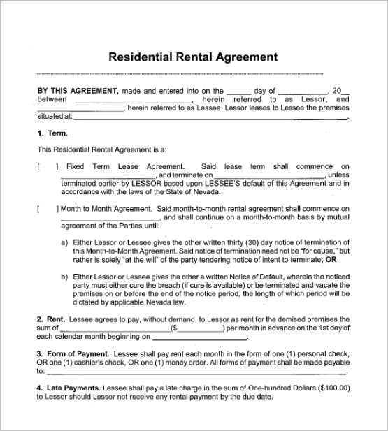 month to month rental agreement formml