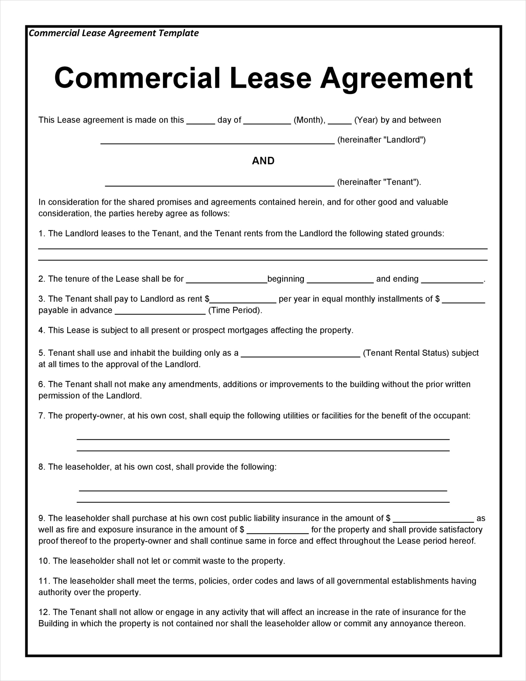 mercial lease agreement