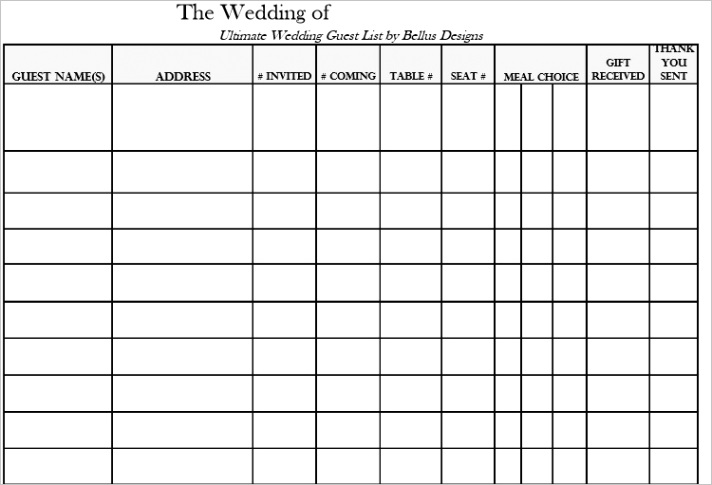 wedding guest list templates 1175ml