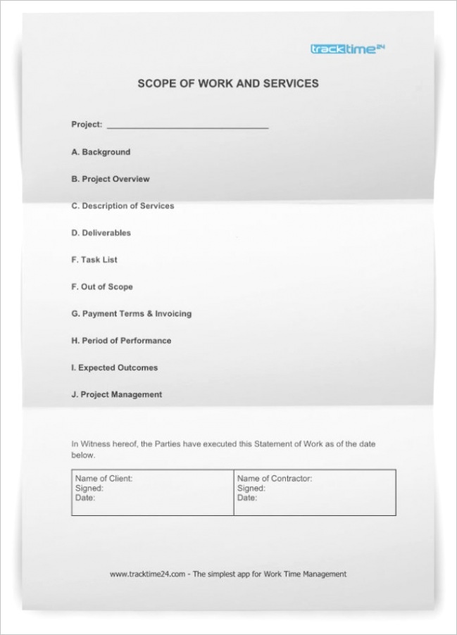 free sow scope of work template