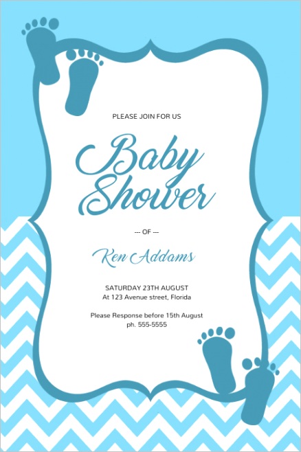 blue boy baby shower invitation template design