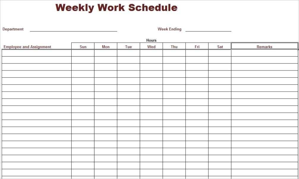 post free printable weekly work schedule