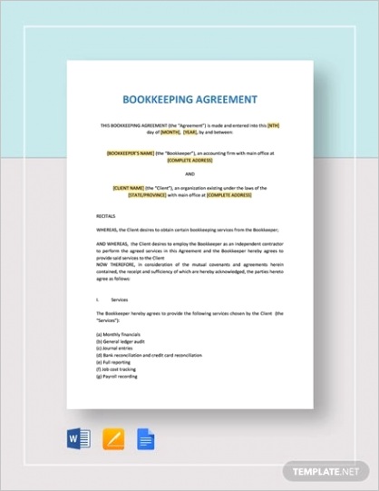 bookkeeping non disclosure agreement templates