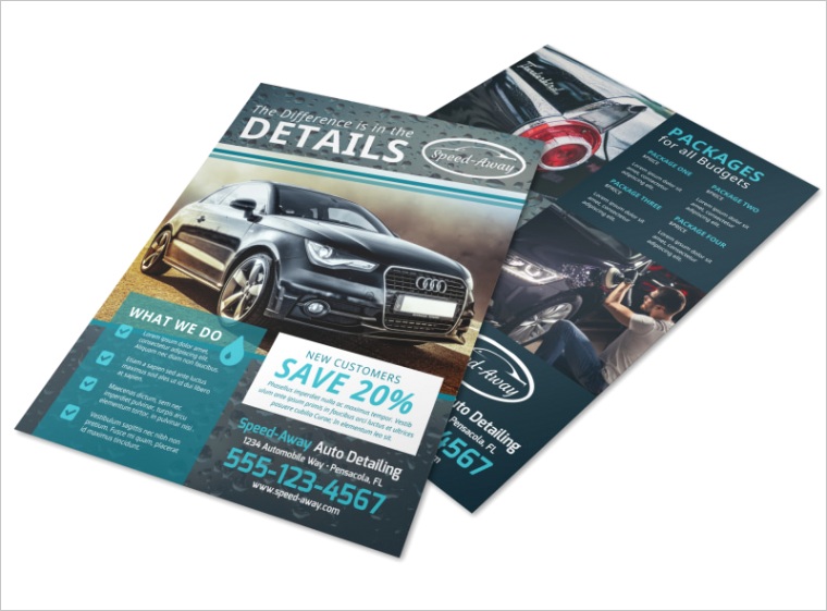 car auto detailing business flyer templatepx