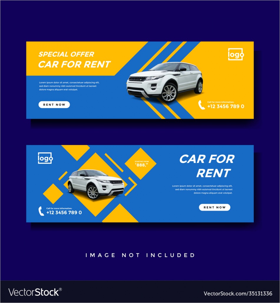 car rent cover banner ad template vector