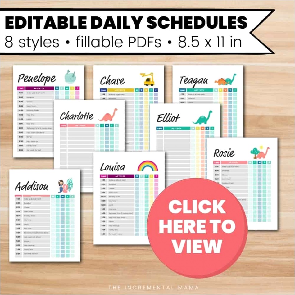 free kids daily schedule template