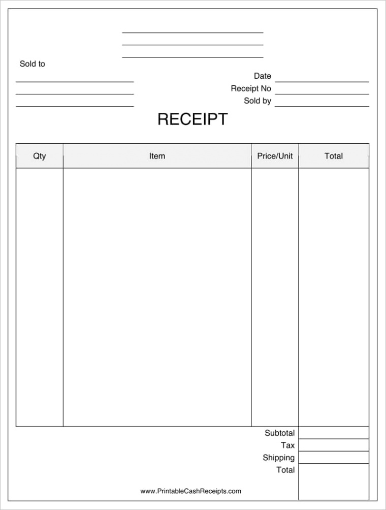 official receipt templates